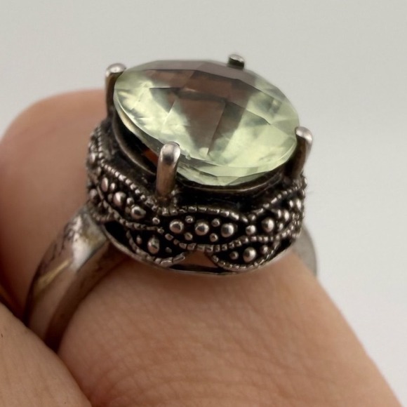 Unbranded Jewelry - Unbranded Womens Green Amethyst Ring Size 6 Sterling Silver 925 Boho Oval Gem